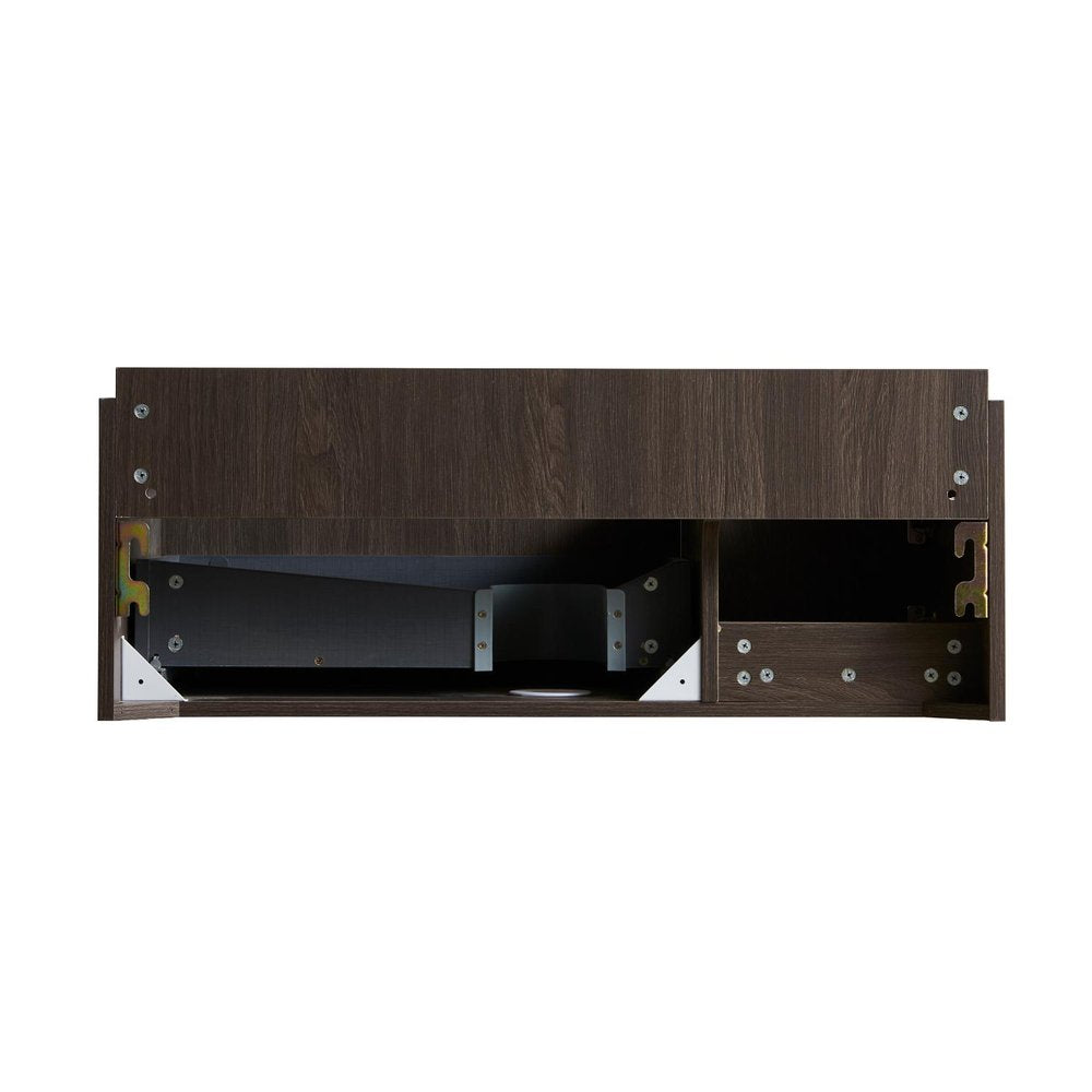 35" Brown Wood Floating Single Door Bathroom Vanity
