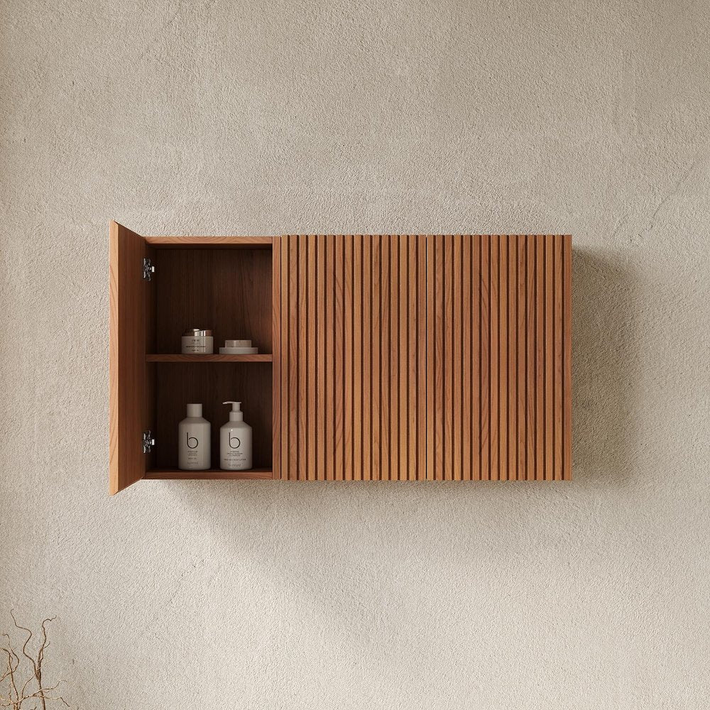 41" Brown Wood Floating Three Door Bathroom Vanity