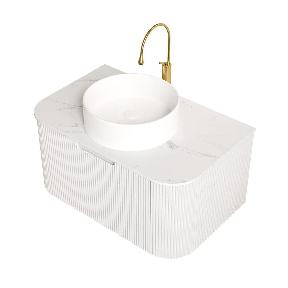 36" White Wood Floating Bathroom Vanity With Sink