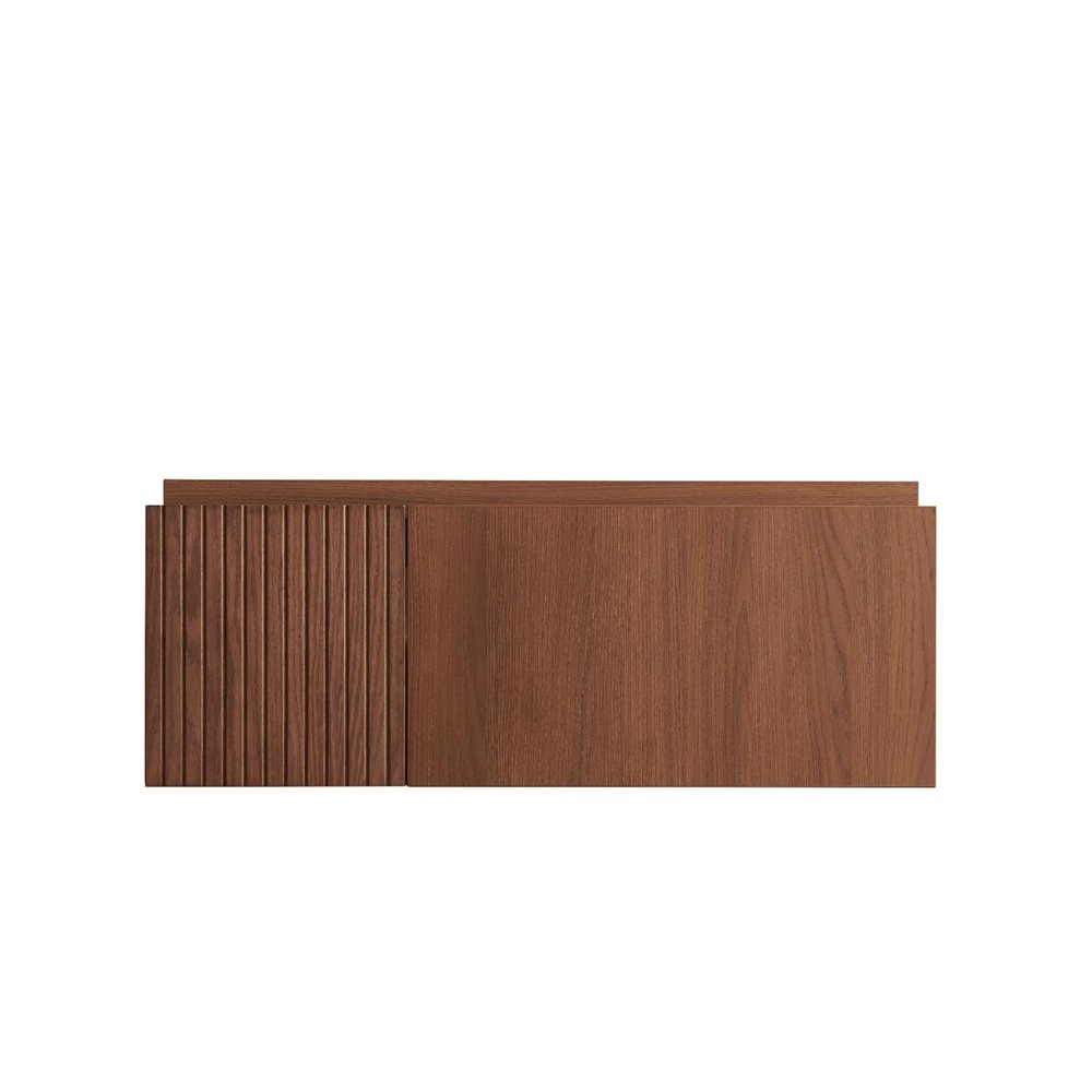 35" Brown Wood Floating Single Door Bathroom Vanity
