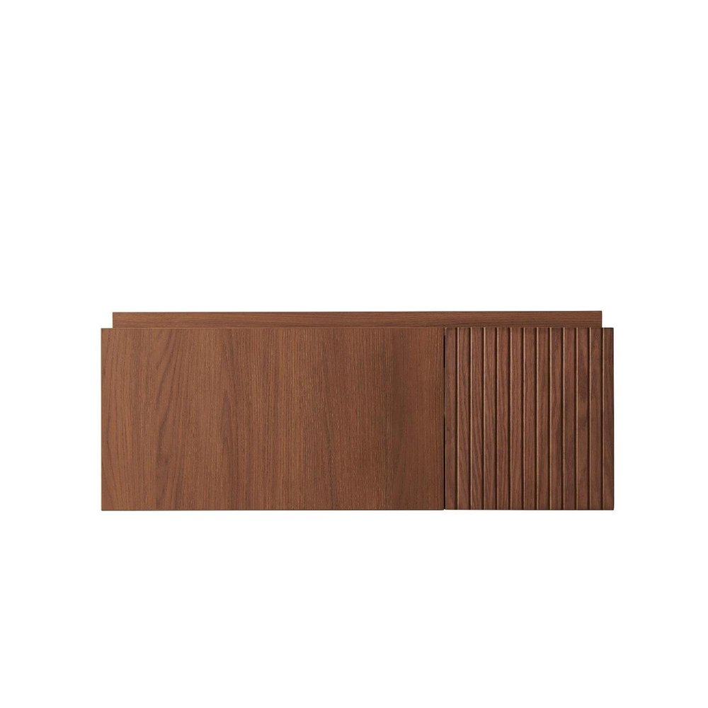 35" Brown Wood Floating Single Door Bathroom Vanity