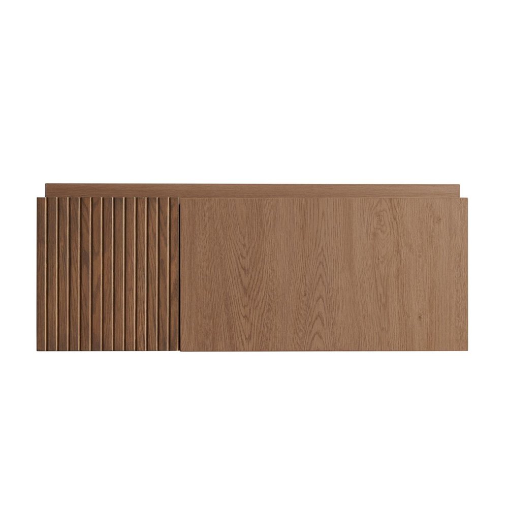 35" Brown Wood Floating Single Door Bathroom Vanity