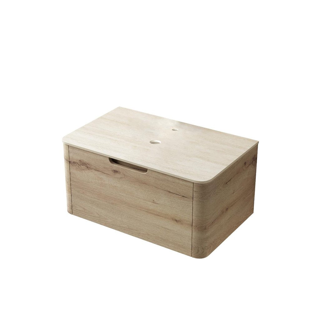 30" Brown Wood Floating Bathroom Vanity