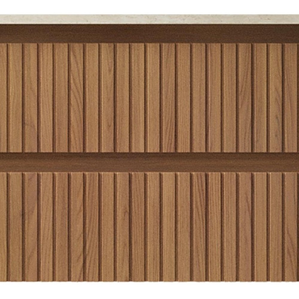 30" Brown Wood Floating Bathroom Vanity And Two Drawers