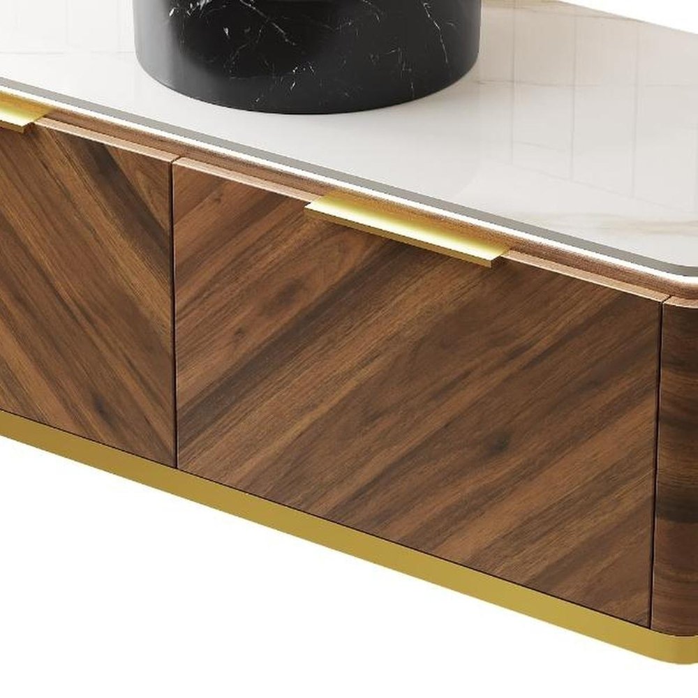 48" Brown Wood Floating Bathroom Vanity With Black Sink And Two Drawers