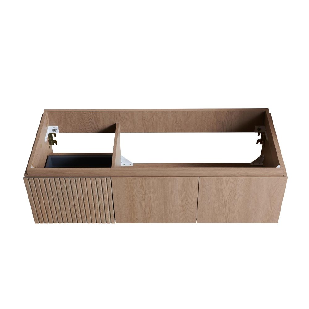 47" Brown Wood Floating Double Door Bathroom Vanity