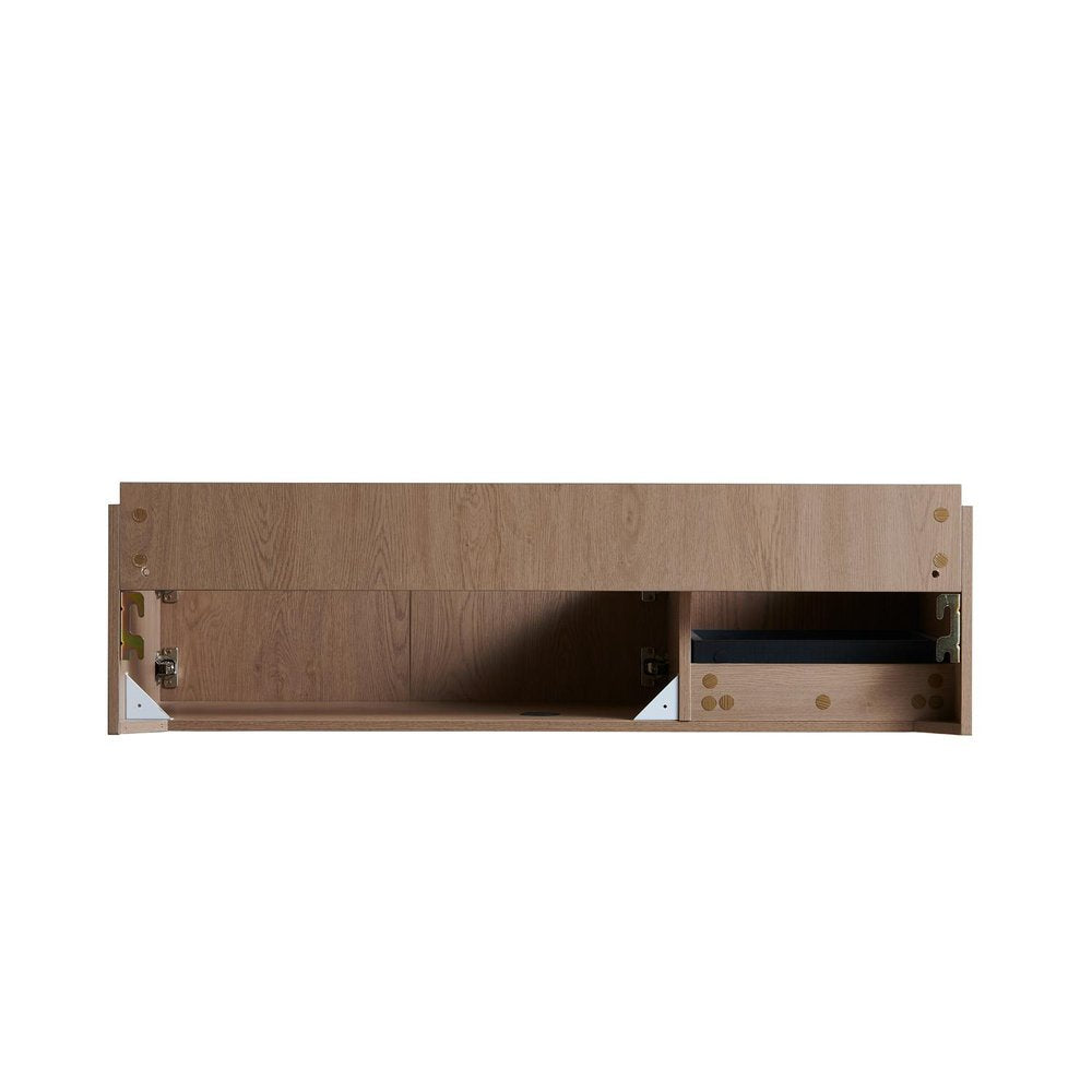 47" Brown Wood Floating Double Door Bathroom Vanity