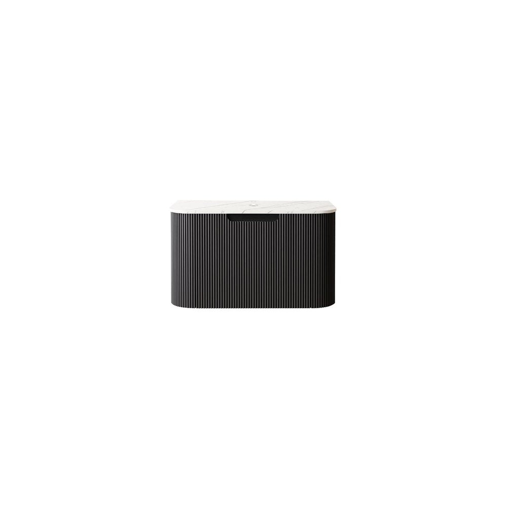 24" Black Wood Floating Bathroom Vanity