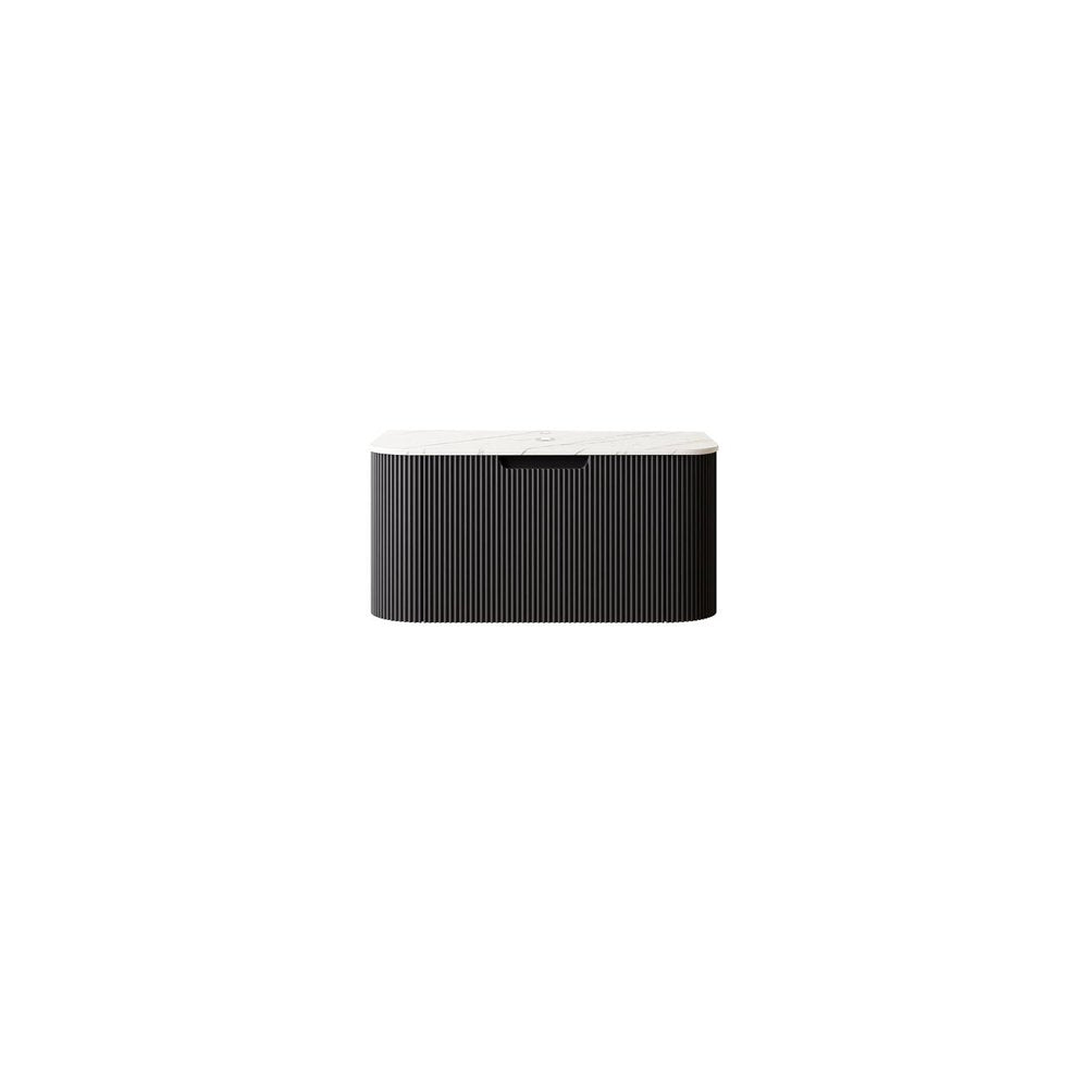 30" Black Wood Floating Bathroom Vanity