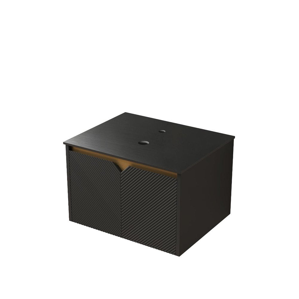 24" Black Wood Floating Double Door Bathroom Vanity