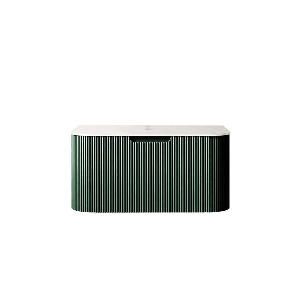 30" Green Wood Floating Bathroom Vanity