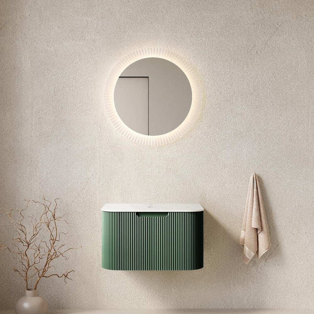 24" Green Wood Floating Bathroom Vanity