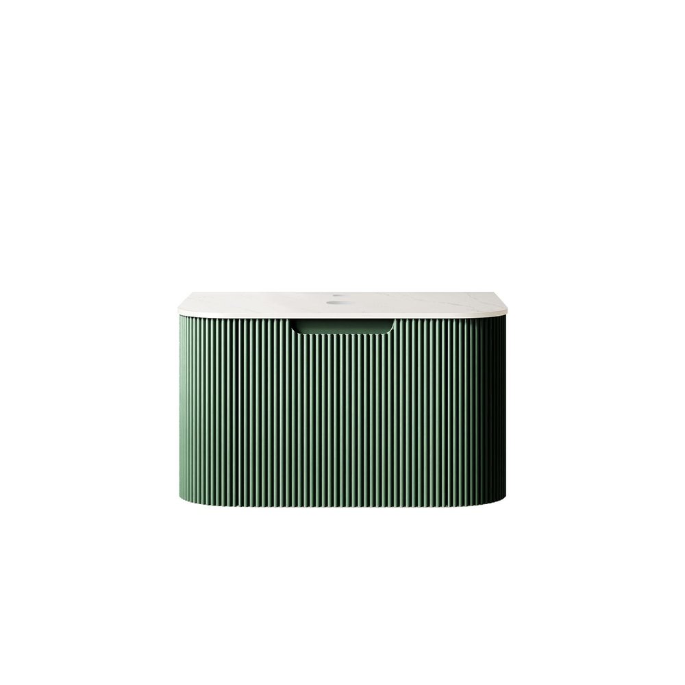 24" Green Wood Floating Bathroom Vanity