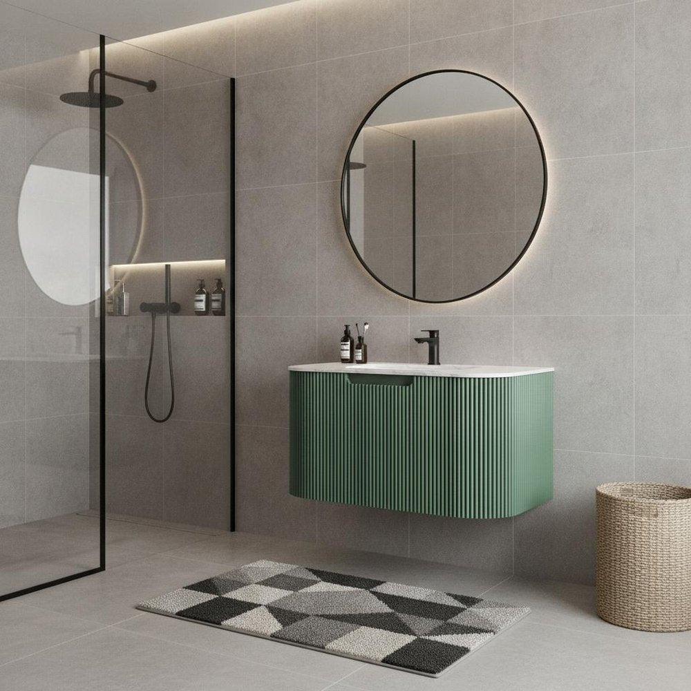 24" Green Wood Floating Bathroom Vanity