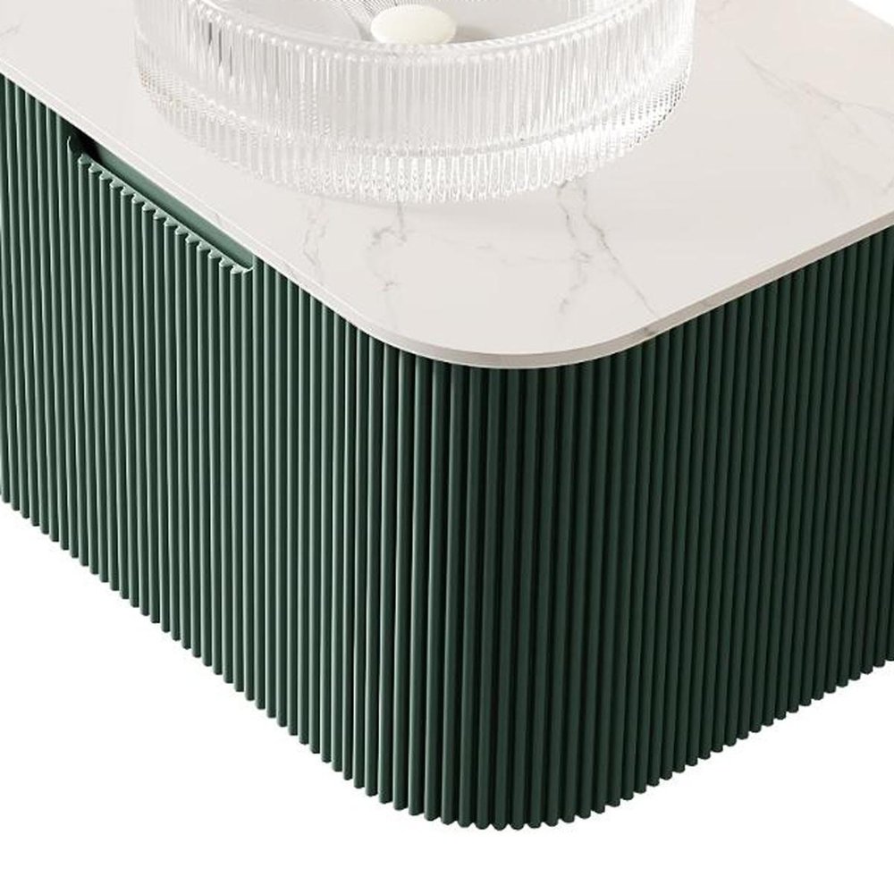 24" Green Wood Floating Bathroom Vanity With White Sink