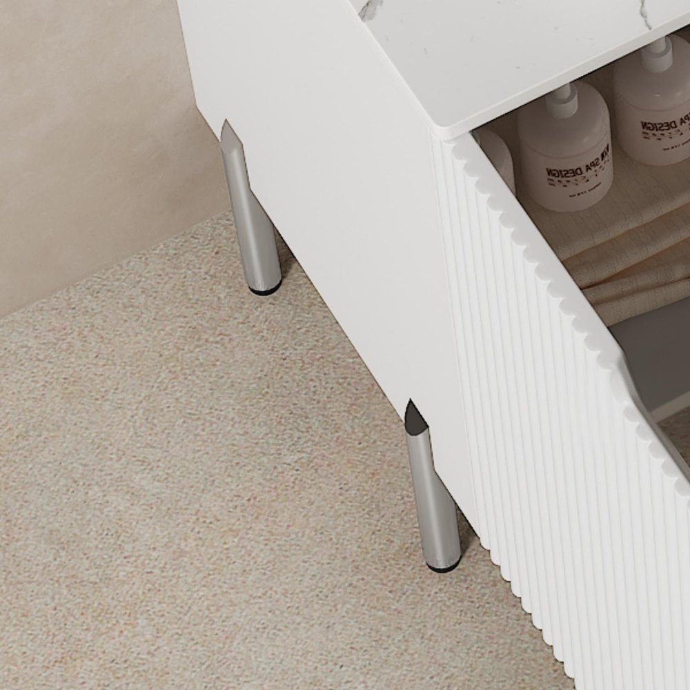 30" White Wood Freestanding Double Door Bathroom Vanity