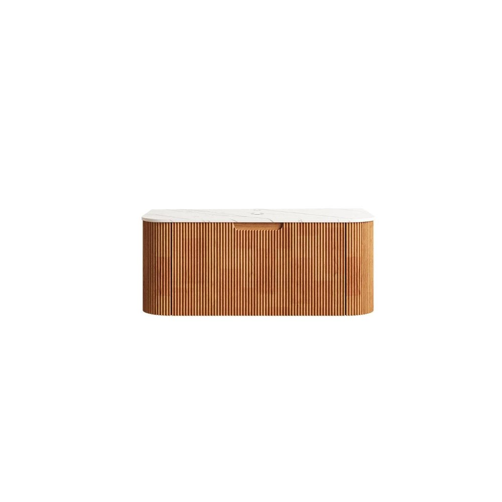 36" Brown Wood Floating Bathroom Vanity