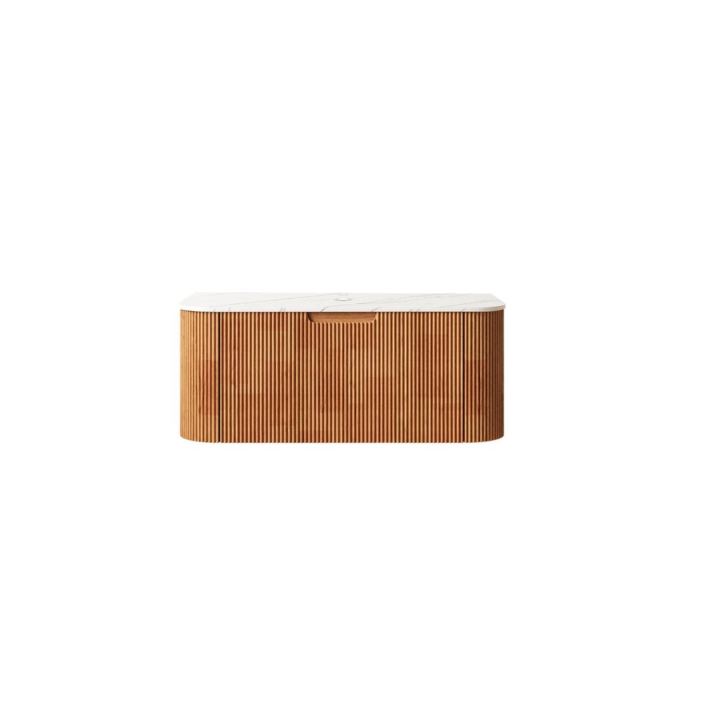 36" Brown Wood Floating Bathroom Vanity