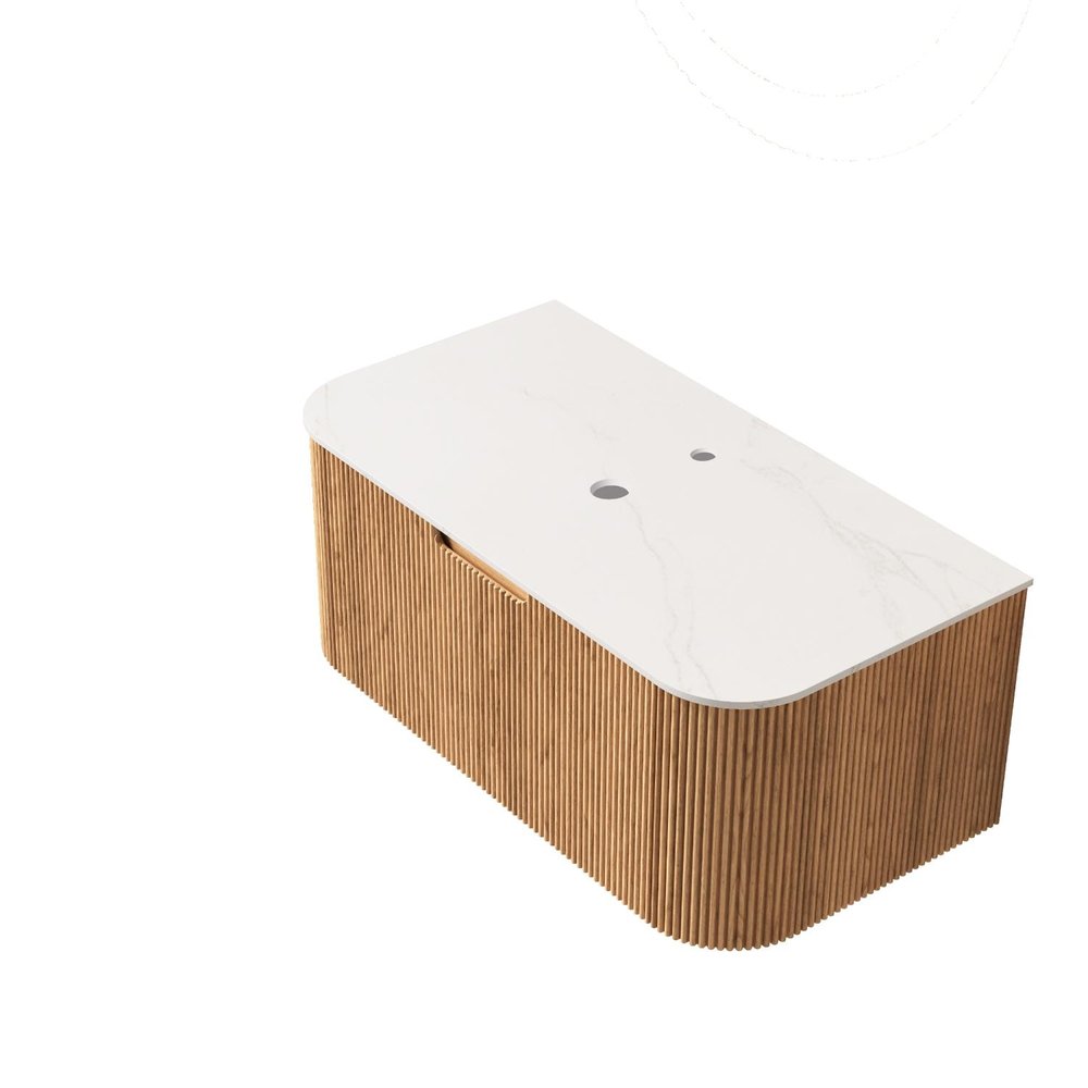 36" Brown Wood Floating Bathroom Vanity