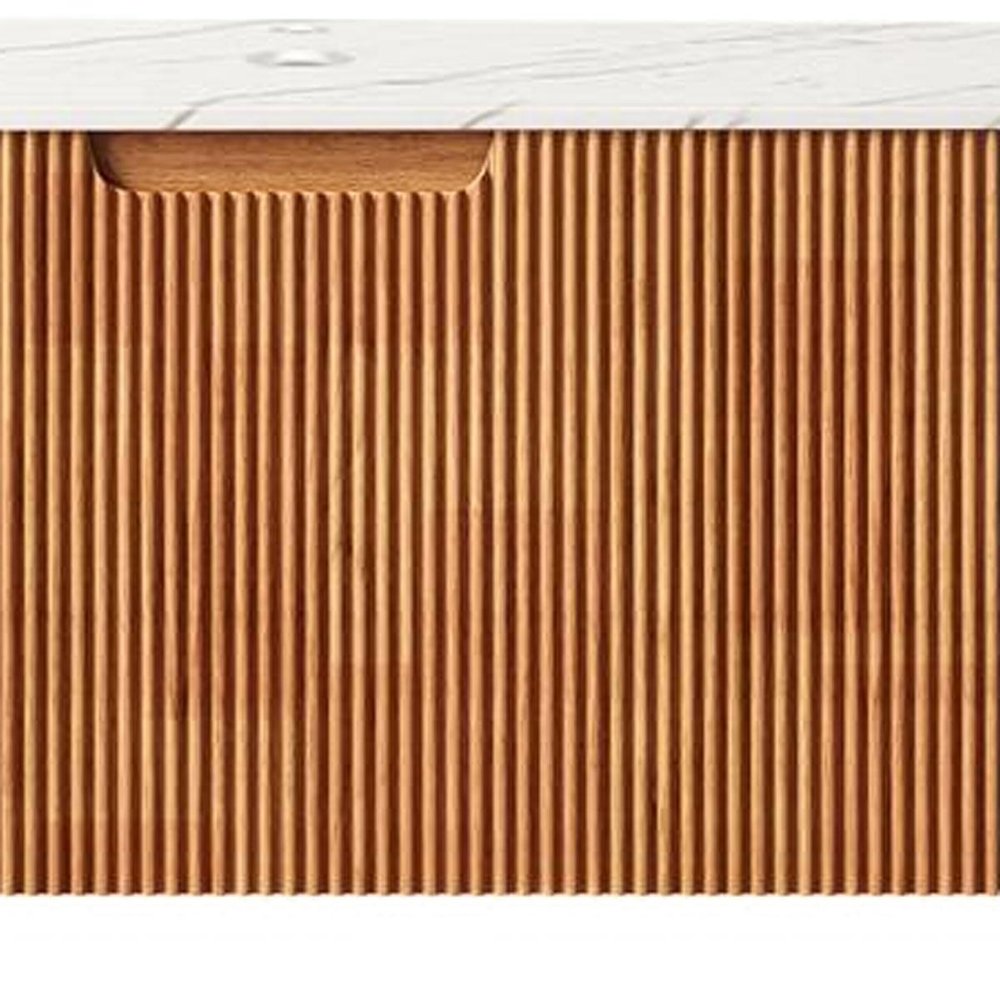 36" Brown Wood Floating Bathroom Vanity
