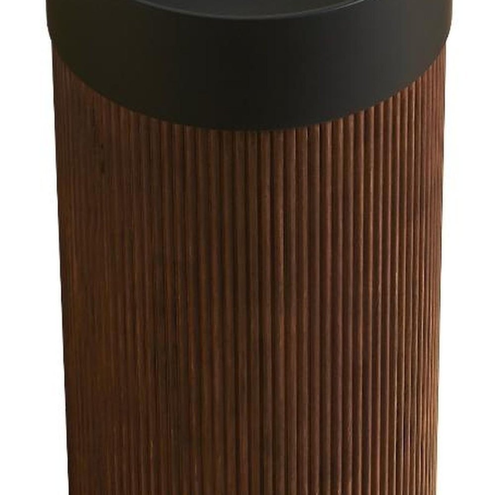 16" Brown Wood Floating Bathroom Vanity With Black Sink