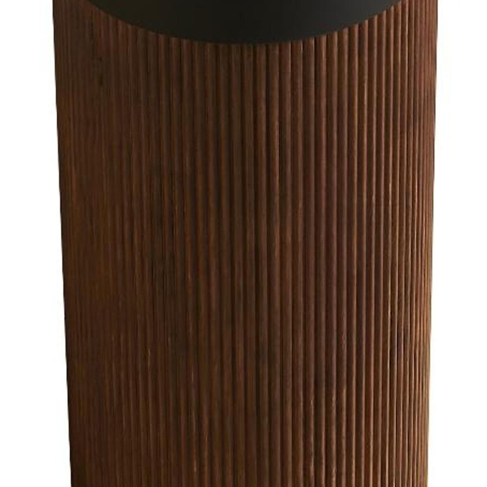 16" Brown Wood Floating Bathroom Vanity With Black Sink