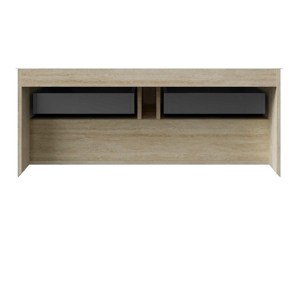 48" Brown Wood Floating Bathroom Vanity And Two Drawers