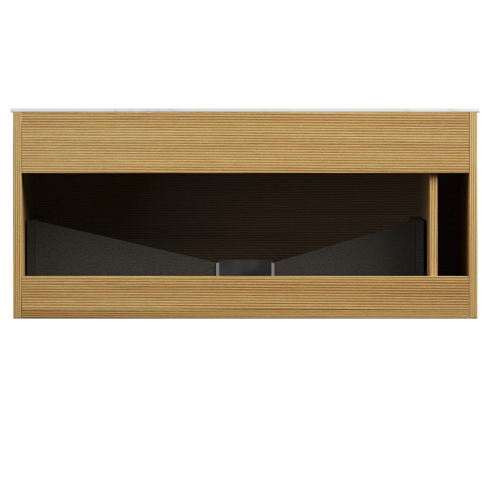 35" Brown Wood Floating Bathroom Vanity