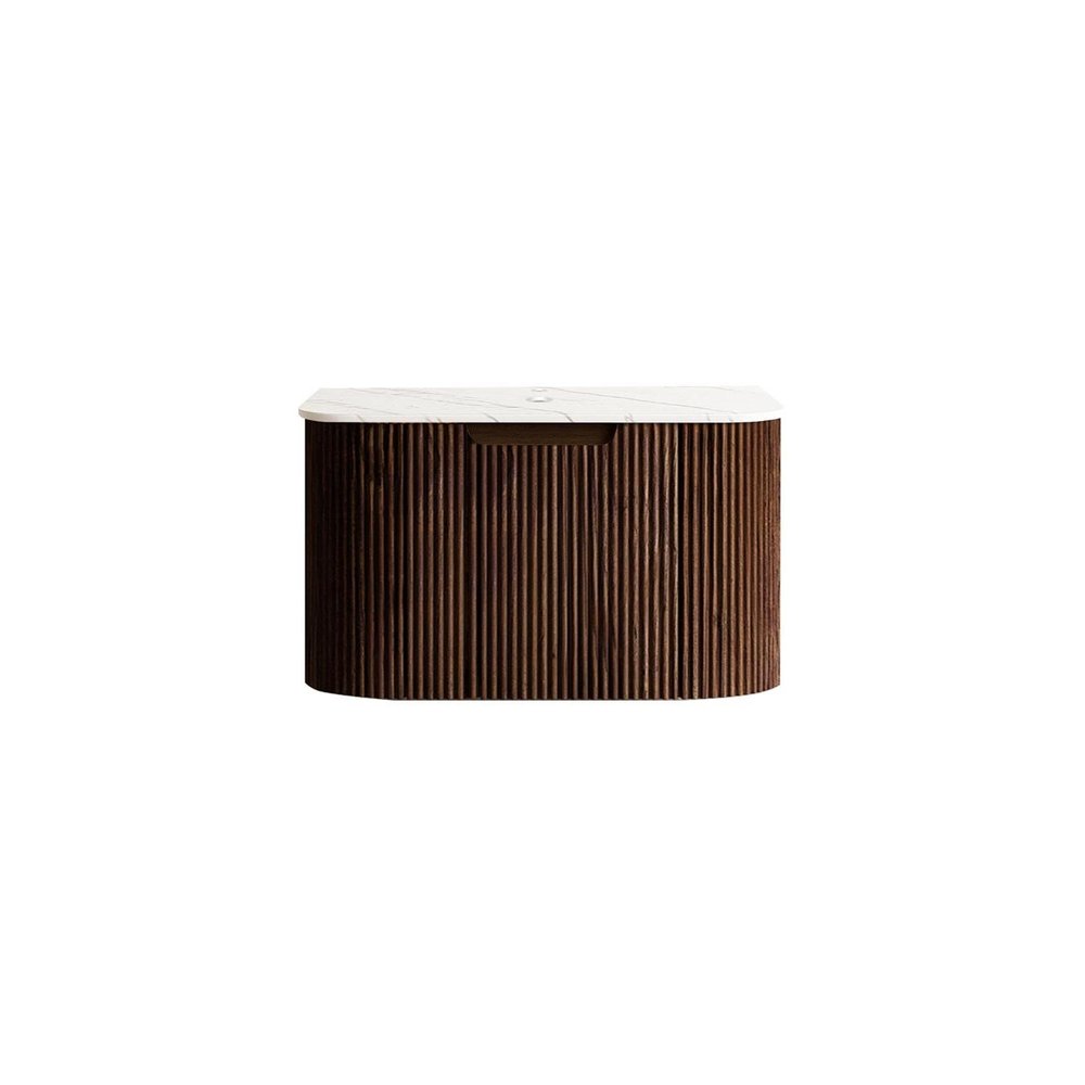24" Brown Wood Floating Bathroom Vanity