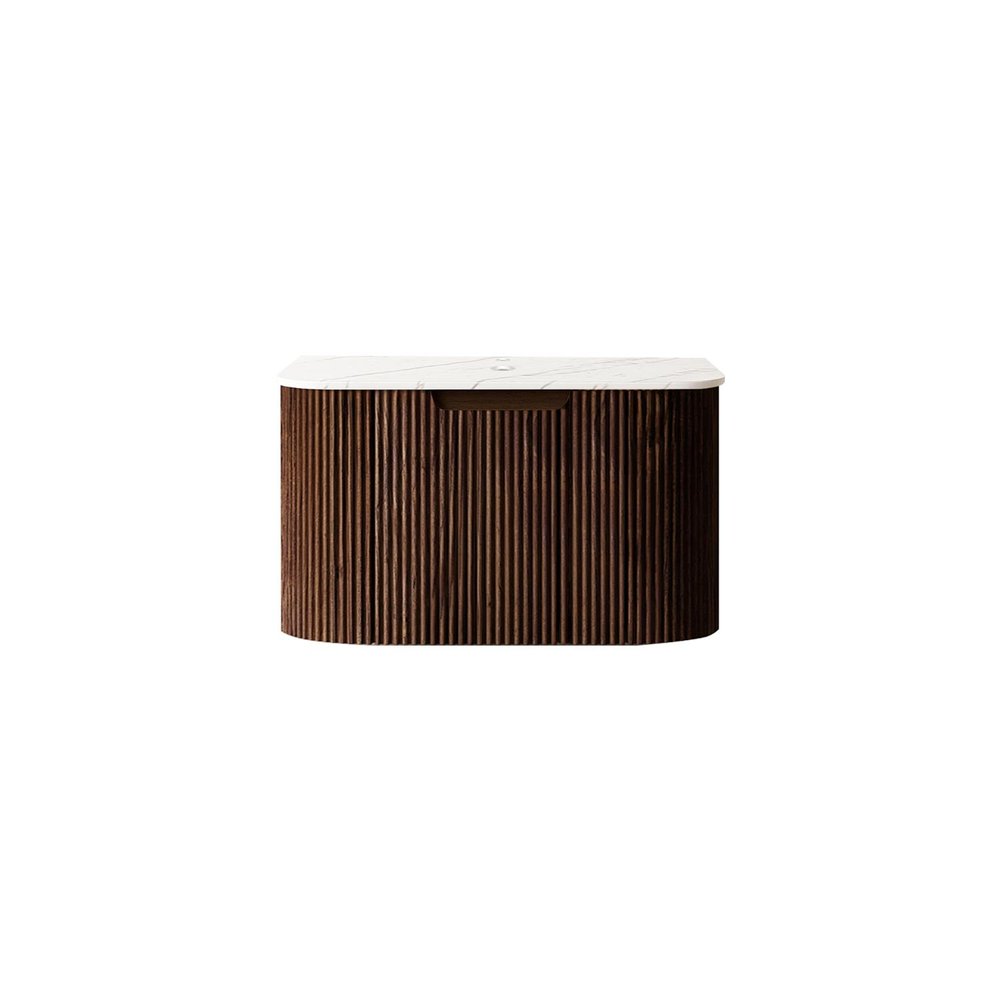 24" Brown Wood Floating Bathroom Vanity