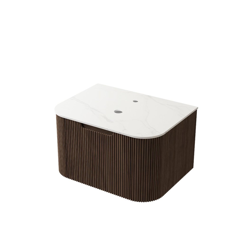 24" Brown Wood Floating Bathroom Vanity