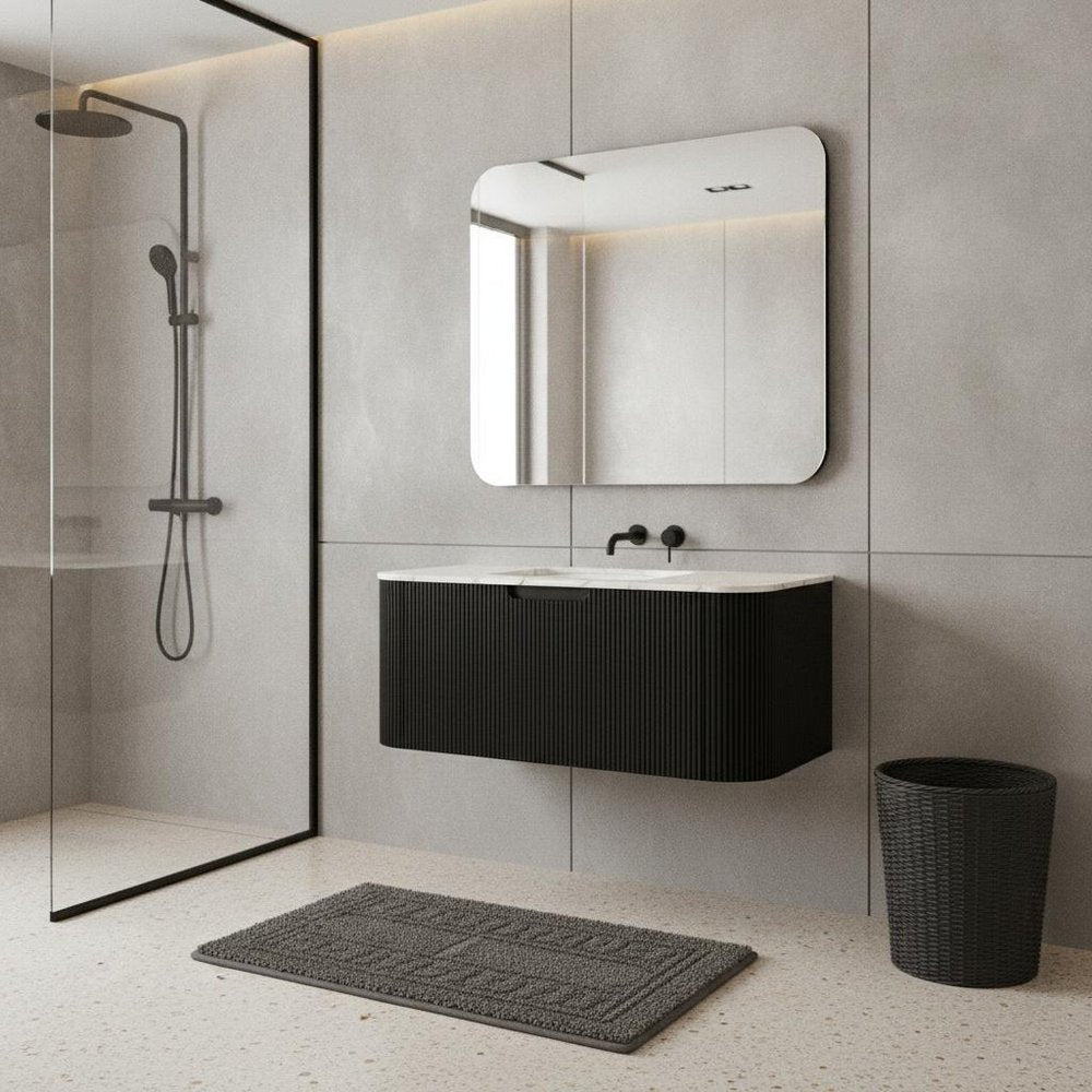 36" Brown Wood Floating Bathroom Vanity