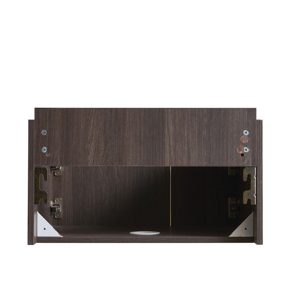 24" Brown Wood Floating Double Door Bathroom Vanity