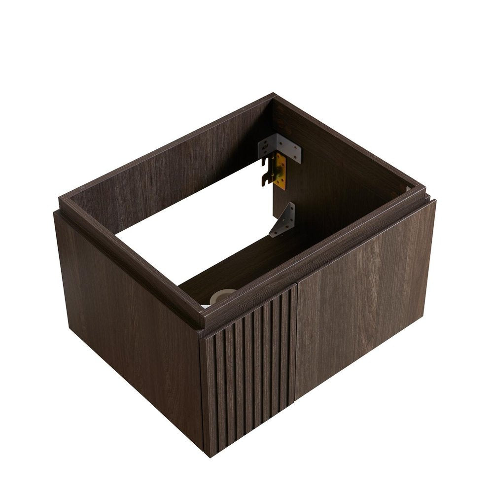 24" Brown Wood Floating Double Door Bathroom Vanity