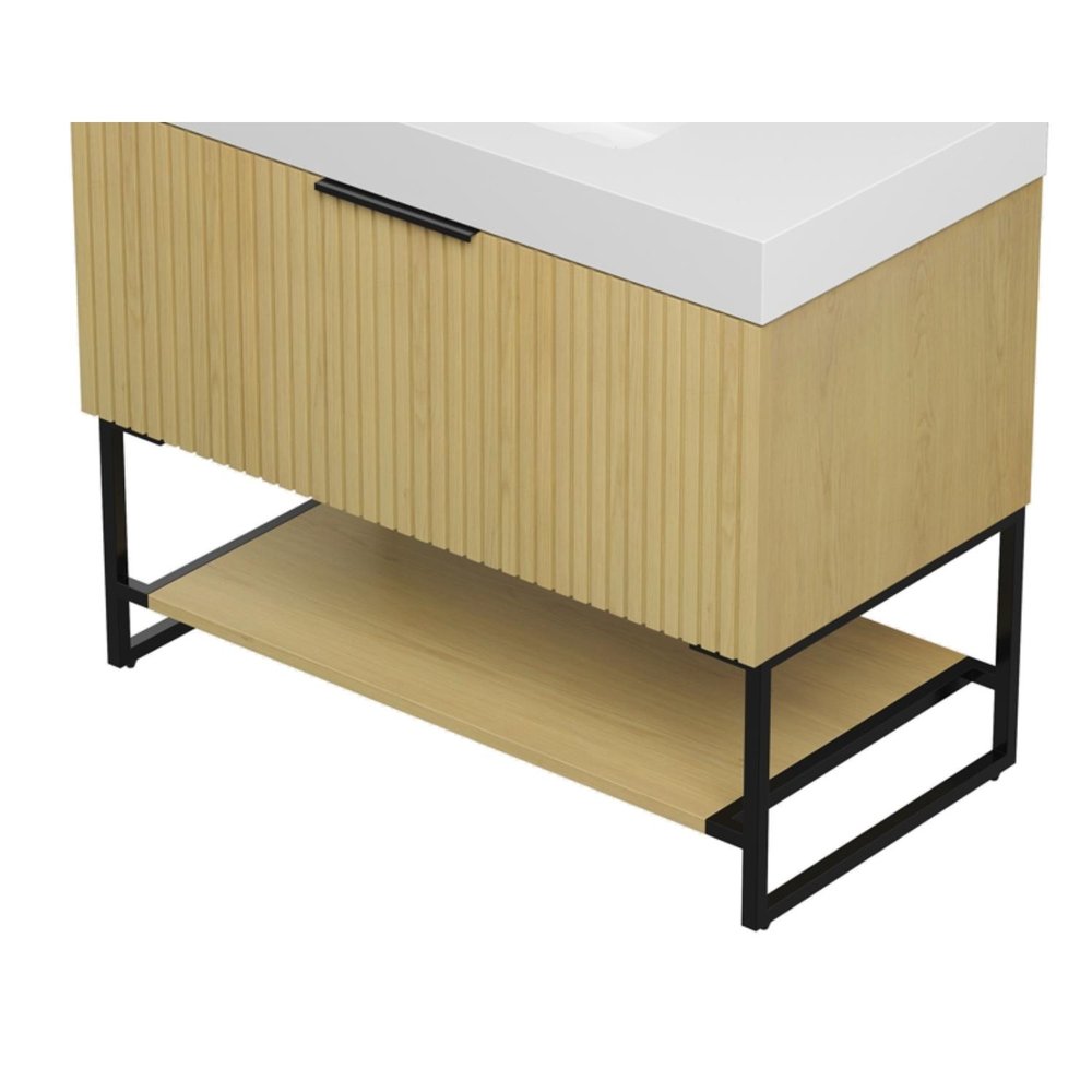 35" Brown Wood Freestanding Bathroom Vanity