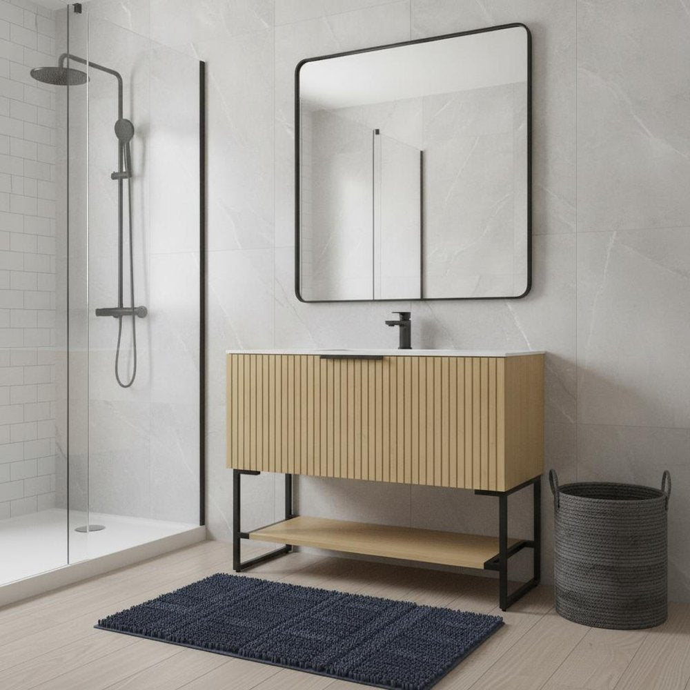 35" Brown Wood Freestanding Bathroom Vanity
