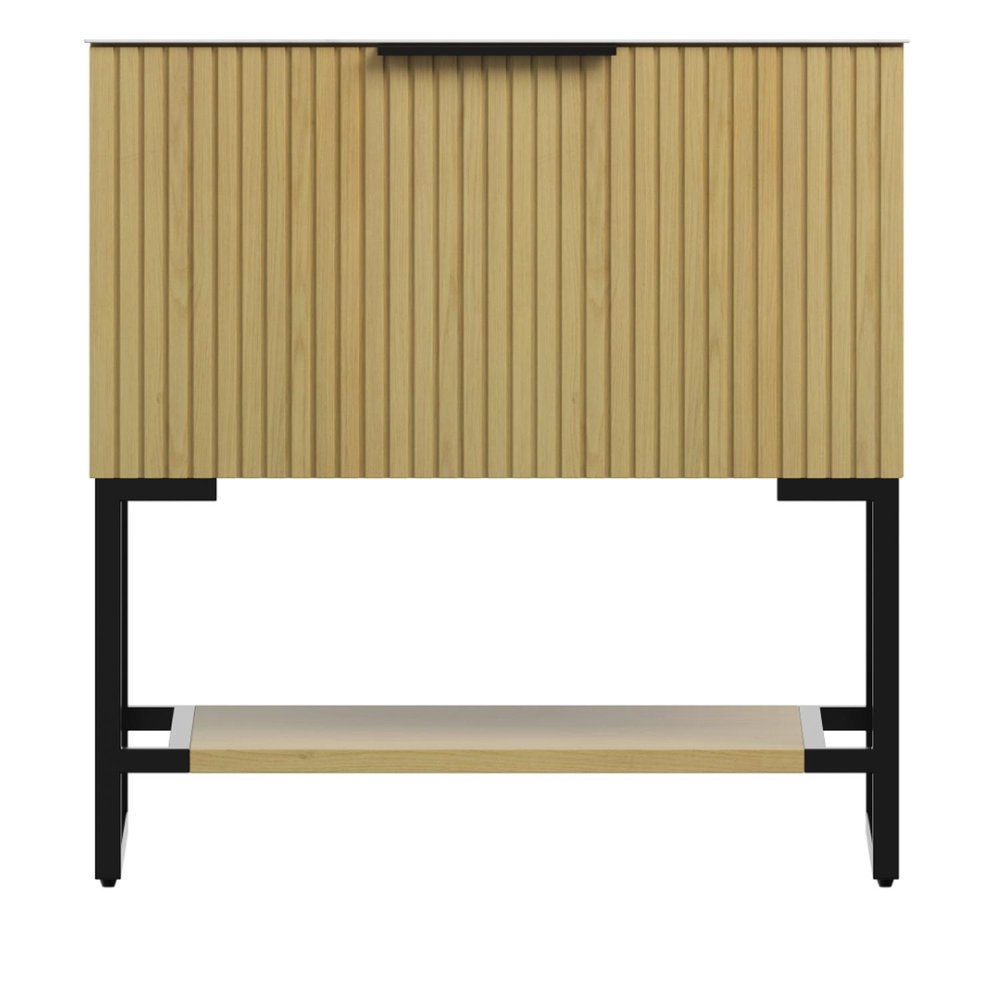 30" Brown Wood Freestanding Bathroom Vanity