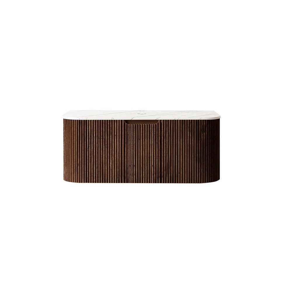 36" Brown Wood Floating Bathroom Vanity
