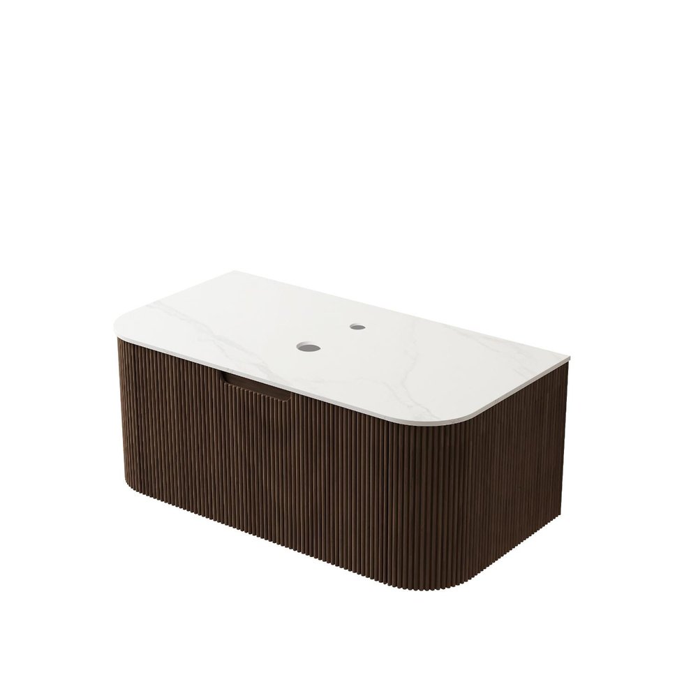 36" Brown Wood Floating Bathroom Vanity