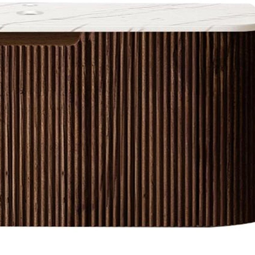 36" Brown Wood Floating Bathroom Vanity