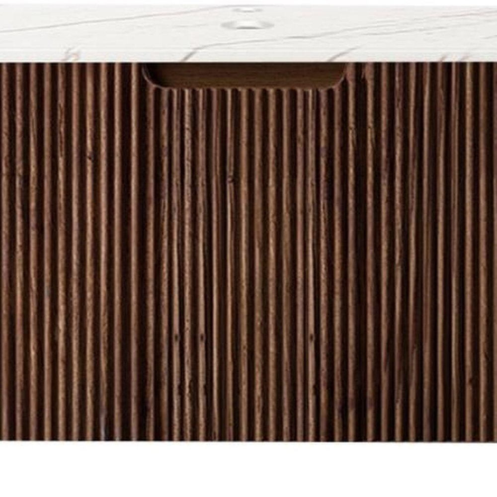 36" Brown Wood Floating Bathroom Vanity