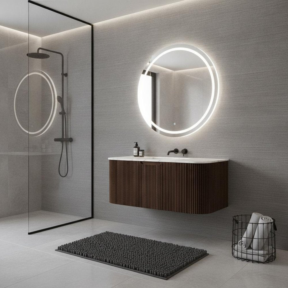 36" Brown Wood Floating Bathroom Vanity