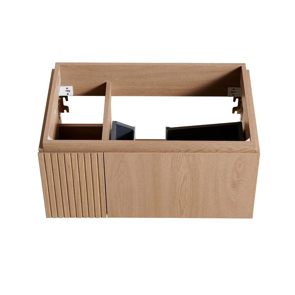 30" Brown Wood Floating Single Door Bathroom Vanity