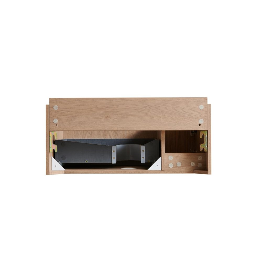 30" Brown Wood Floating Single Door Bathroom Vanity