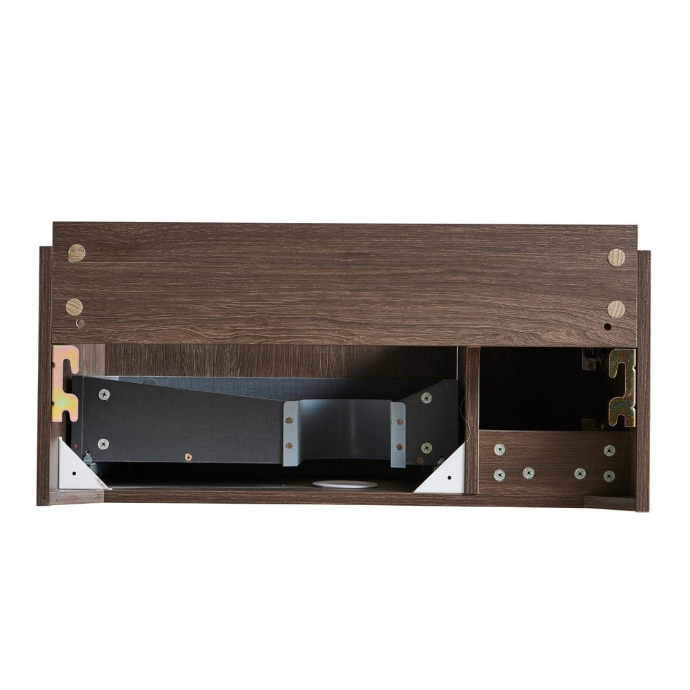 30" Brown Wood Floating Single Door Bathroom Vanity