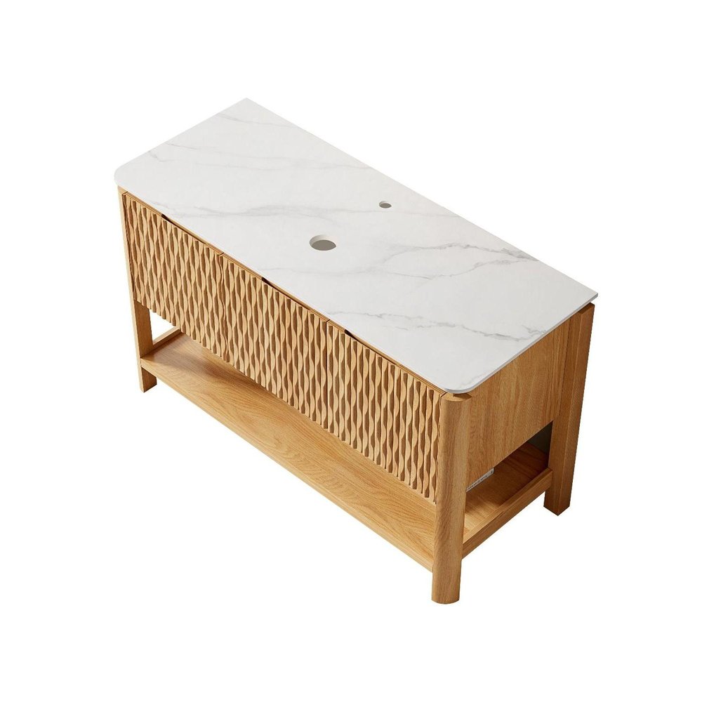 48" Gold Wood Freestanding Three Door Bathroom Vanity