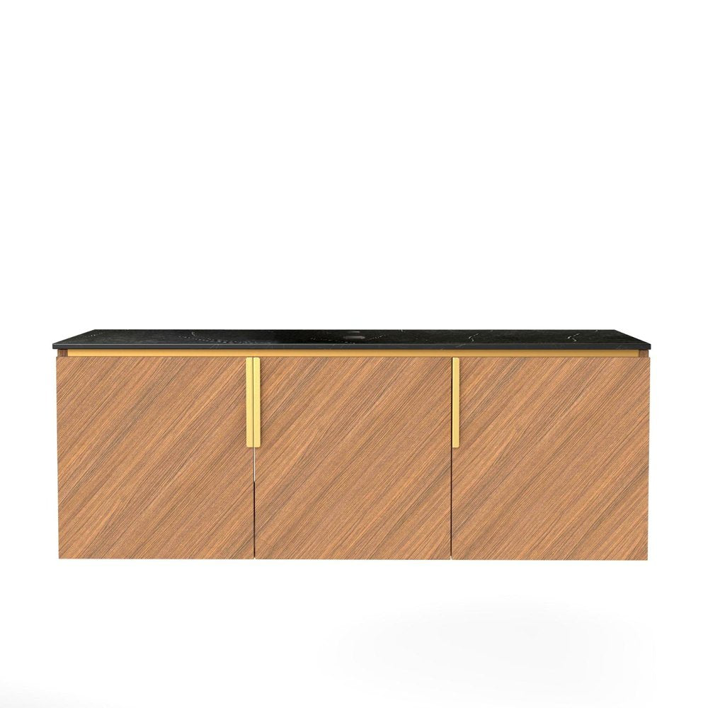 48" Brown Wood Floating Three Door Bathroom Vanity
