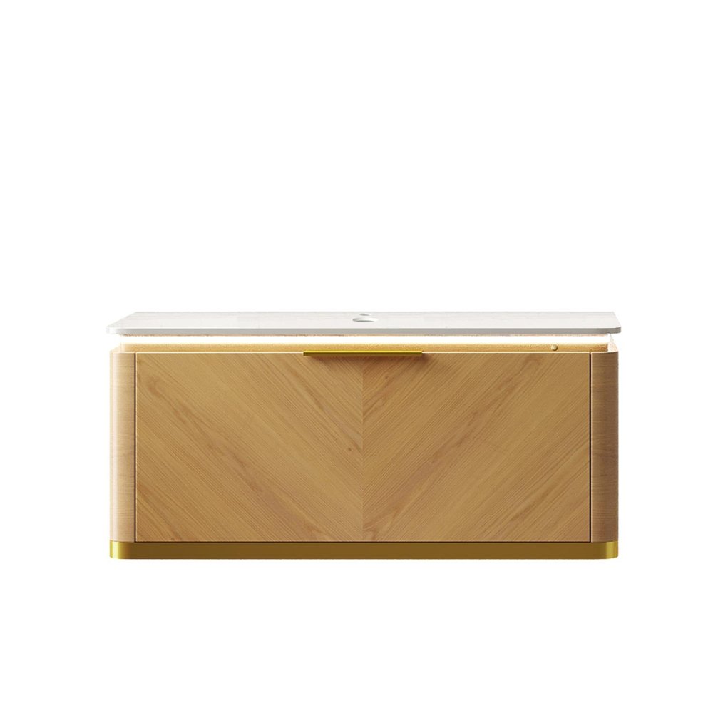 36" Brown Wood Floating Bathroom Vanity