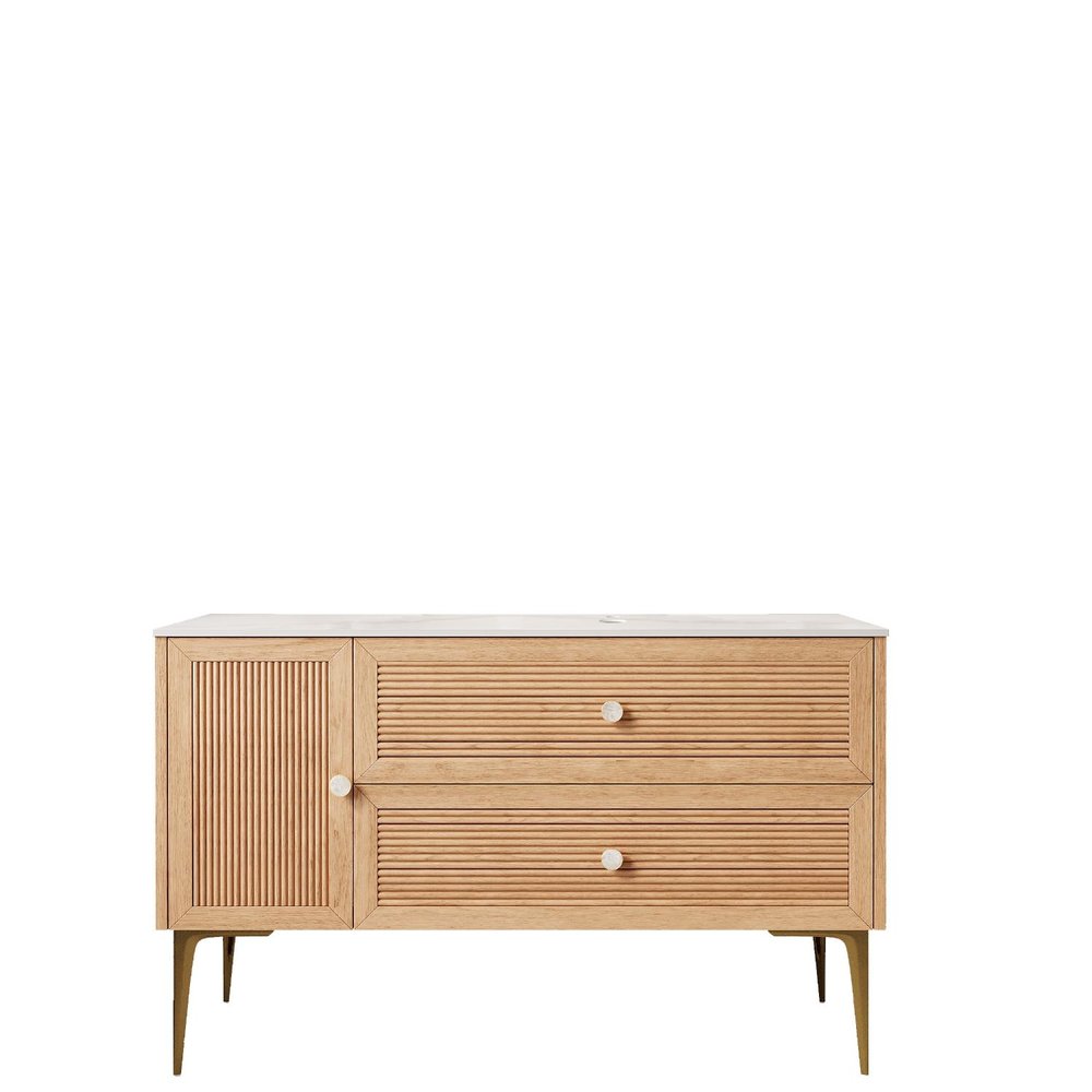48" Brown Wood Freestanding Single Door Bathroom Vanity And Two Drawers