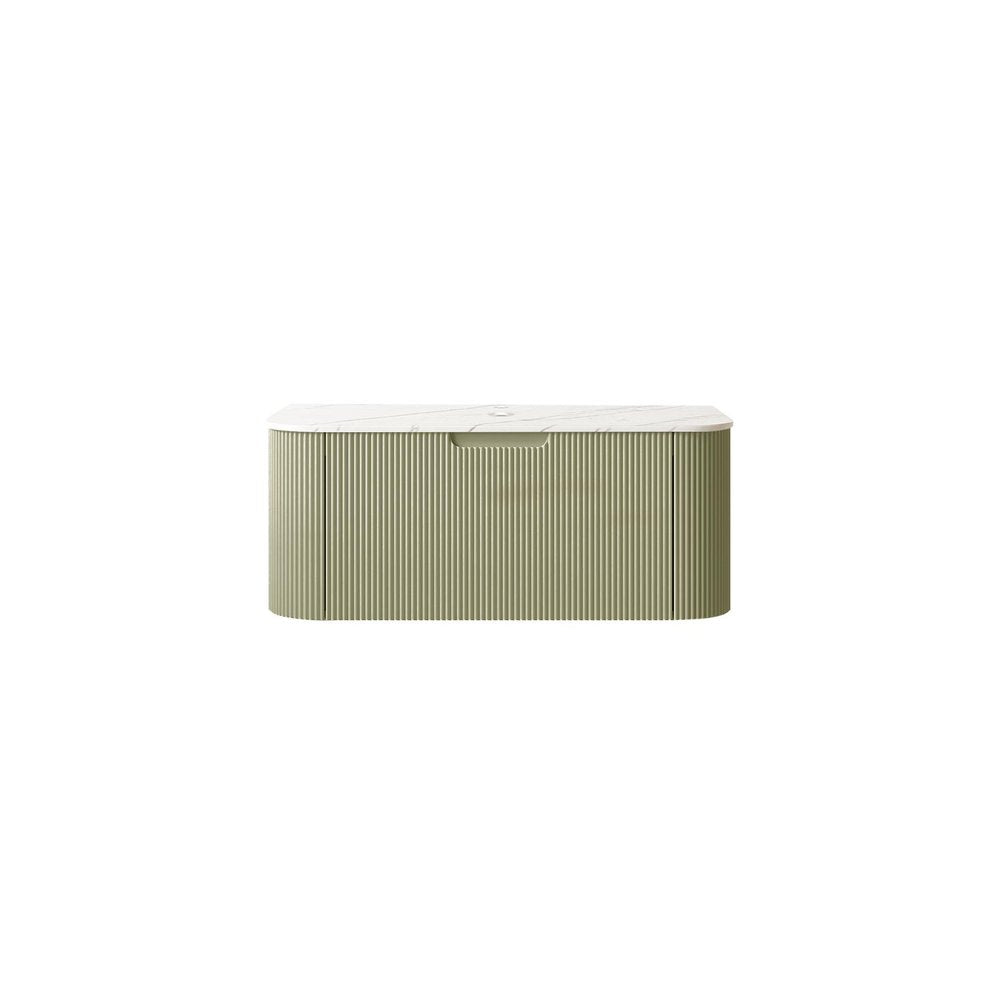 36" Green Wood Floating Bathroom Vanity